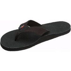 Rainbow Women's Hemp Single Layer Wide Strap 301 AHTS Black Sandals Flip Flops